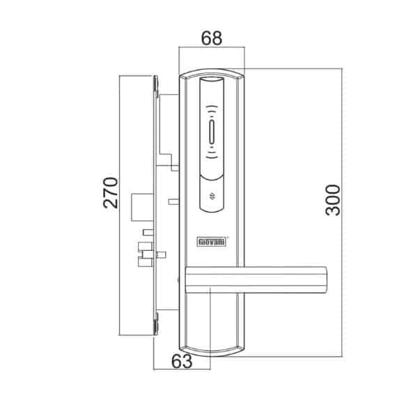 Kích thước của Khóa điện tử thông minh Giovani GSL-156C136 Kích thước của Khóa điện tử thông minh Giovani GSL-156C136