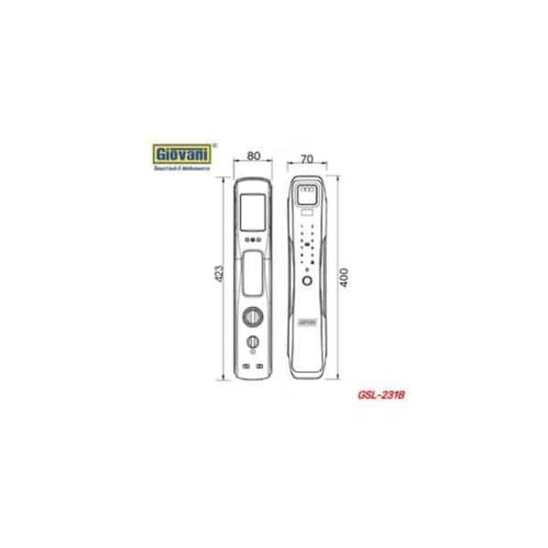 Khóa điện tử thông minh Giovani GSL-231B 4 Kích thước của Khóa điện tử thông minh Giovani GSL-231B