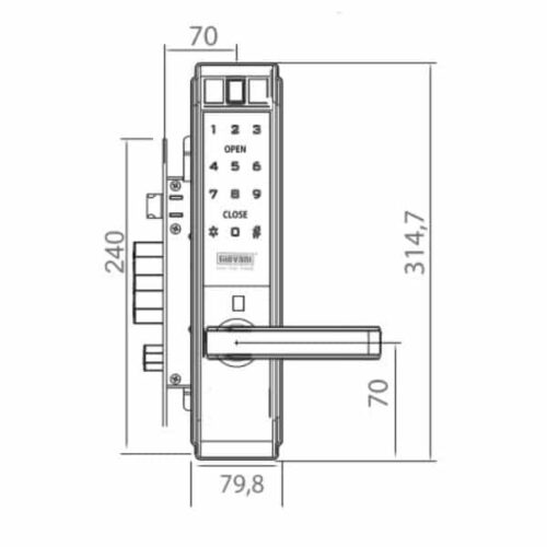 Khóa điện tử thông minh Giovani GSL-K66BS 3 Kích thước của Khóa điện tử thông minh Giovani GSL-K66BS