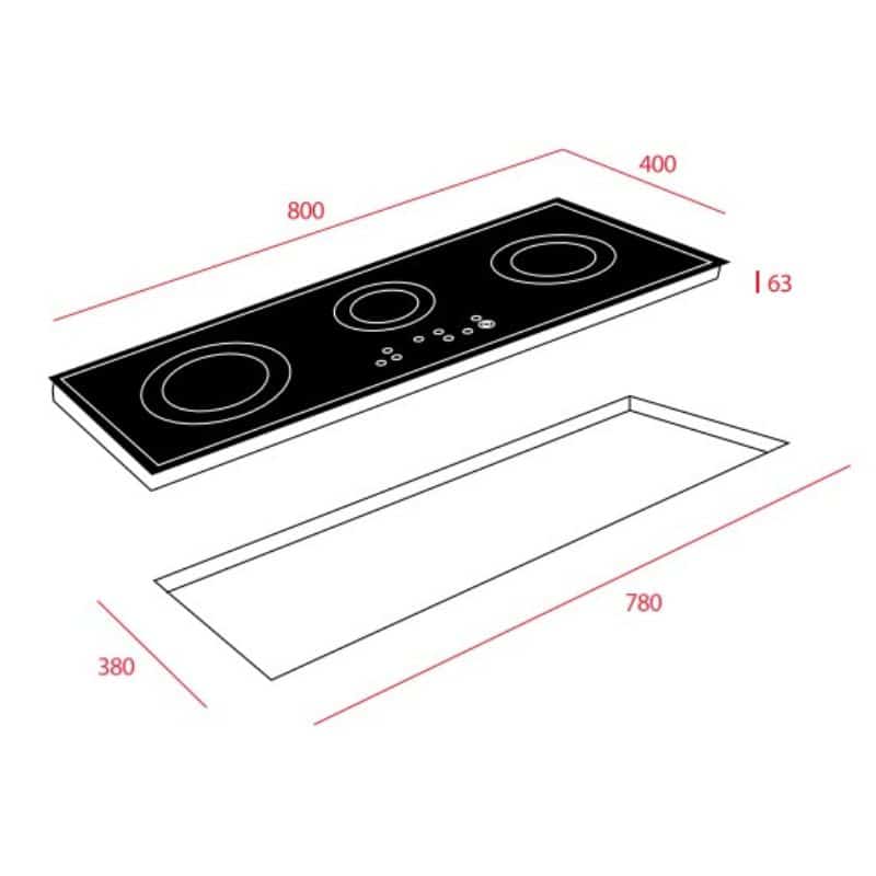 Kích thước của Bếp điện Teka TRC 83631 TCS Kích thước của Bếp điện Teka TRC 83631 TCS