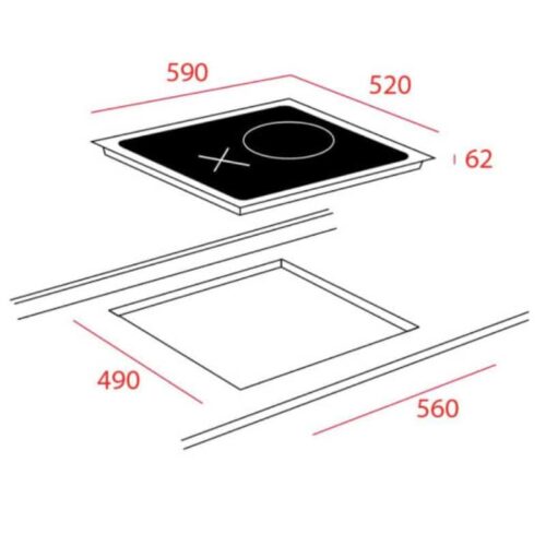 Bếp điện từ TEKA HIF6021S (+ Grill Pan rời) 4 Kích thước của Bếp điện từ TEKA HIF6021S (+ Grill Pan rời)