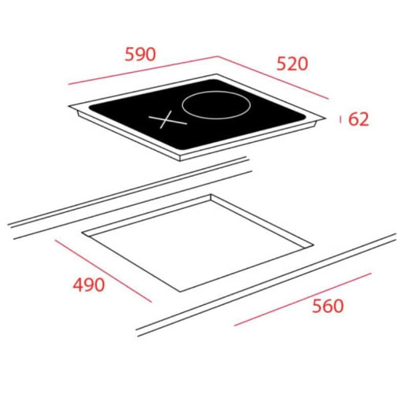 Kích thước của Bếp điện từ TEKA HIF6021S (+ Grill Pan rời) Kích thước của Bếp điện từ TEKA HIF6021S (+ Grill Pan rời)