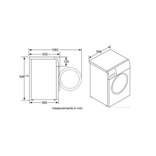 Máy sấy quần áo Bosch WAW28440SG 4 Kích thước máy sấy quần áo Bosch WAW28440SG