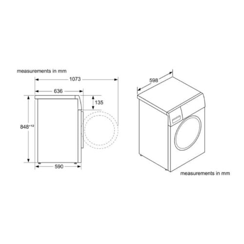Máy giặt quần áo Bosch WNA254U0SG 6 Kích thước máy giặt quần áo Bosch WNA254U0SG