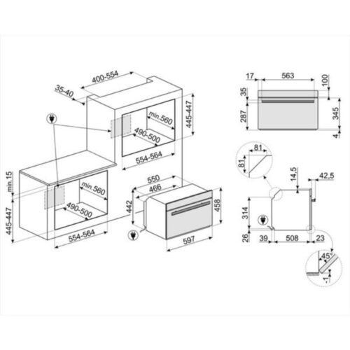 Lò nướng âm tủ Hafele SF4604WMCNR 536.64.861 3 Kích thước lò nướng âm tủ Hafele SF4604WMCNR 536.64.861