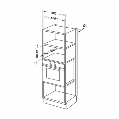 Lò Nướng Kết Hợp Vi Sóng Hafele HMO-6T28A 538.31.390 3 Kích thước lò nướng kết hợp vi sóng Hafele HMO-6T28A 538.31.390