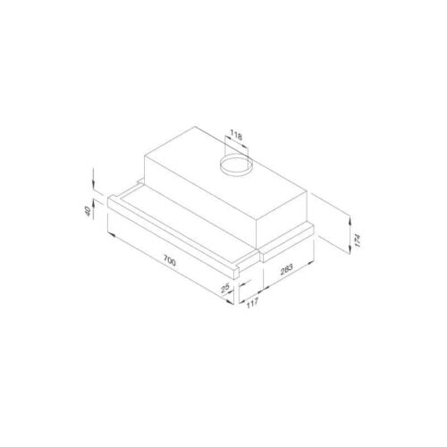 Kích thước máy hút khói khử mùi MALLOCA K1507 TC