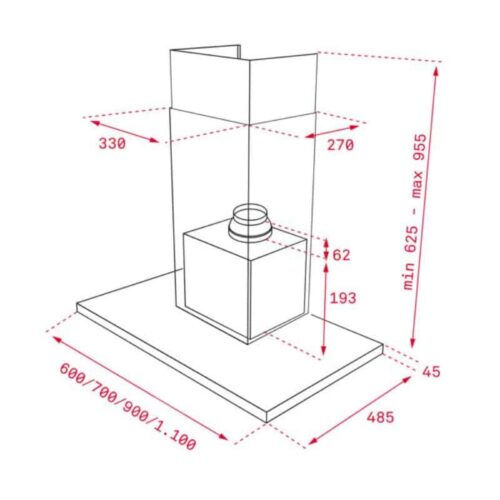 Máy hút mùi DPL 786 T 40483130 5 Kích thước của Máy hút mùi áp tường Teka DPL 786 T (replace DLH 786 T)