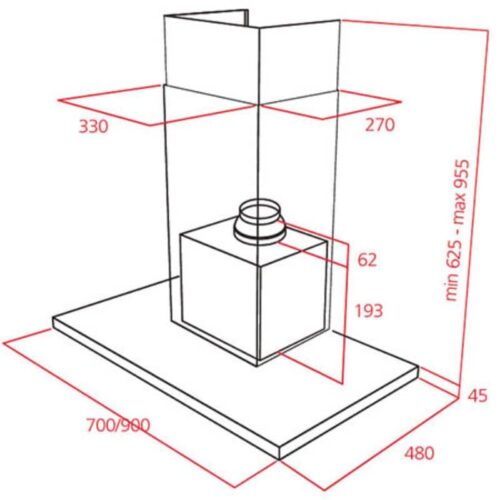 Máy hút mùi TEKA DPL 986 T 40483131 4 Kích thước của Máy hút mùi áp tường Teka DPL 986 T (replace DLH 986 T)