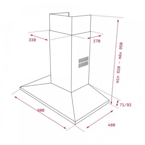 Máy hút mùi TEKA DSS 985 40437010 4 Kích thước của Máy hút mùi áp tường Teka DSS 985