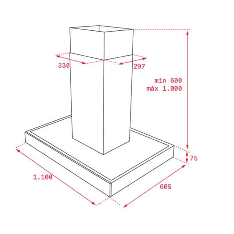 Kích thước của Máy hút mùi đảo Teka DPL ISLAND 1185 Kích thước của Máy hút mùi đảo Teka DPL ISLAND 1185