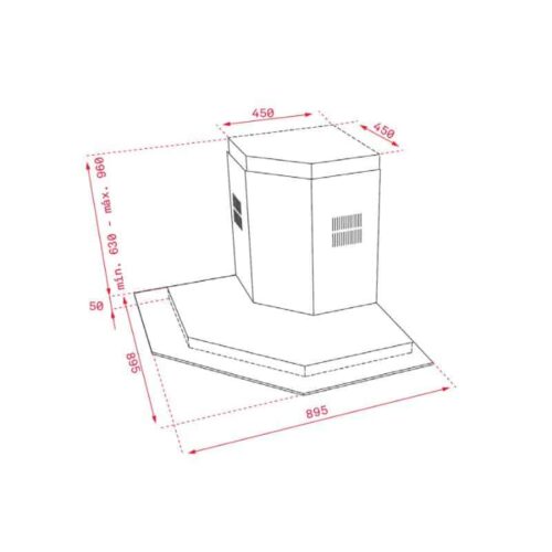 Máy hút mùi TEKA DQ2 985 40477002 4 Kích thước của Máy hút mùi góc Teka DQ2 985