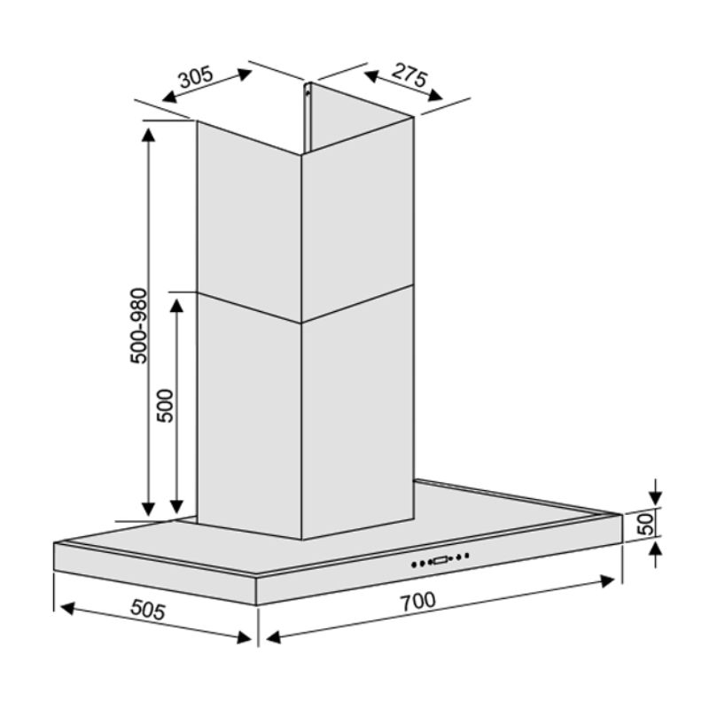 Kích thước máy hút mùi LORCA TA-6007E-70 Kích thước máy hút mùi LORCA TA-6007E-70