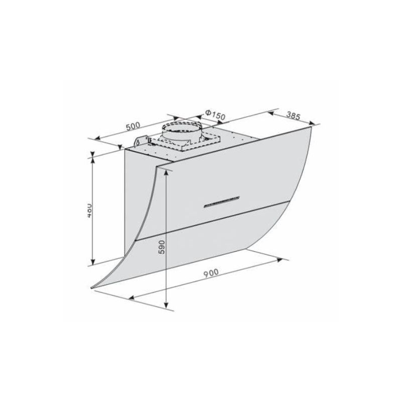 Kích thước máy hút mùi Lorca TA-6008E-90 Kích thước máy hút mùi Lorca TA-6008E-90
