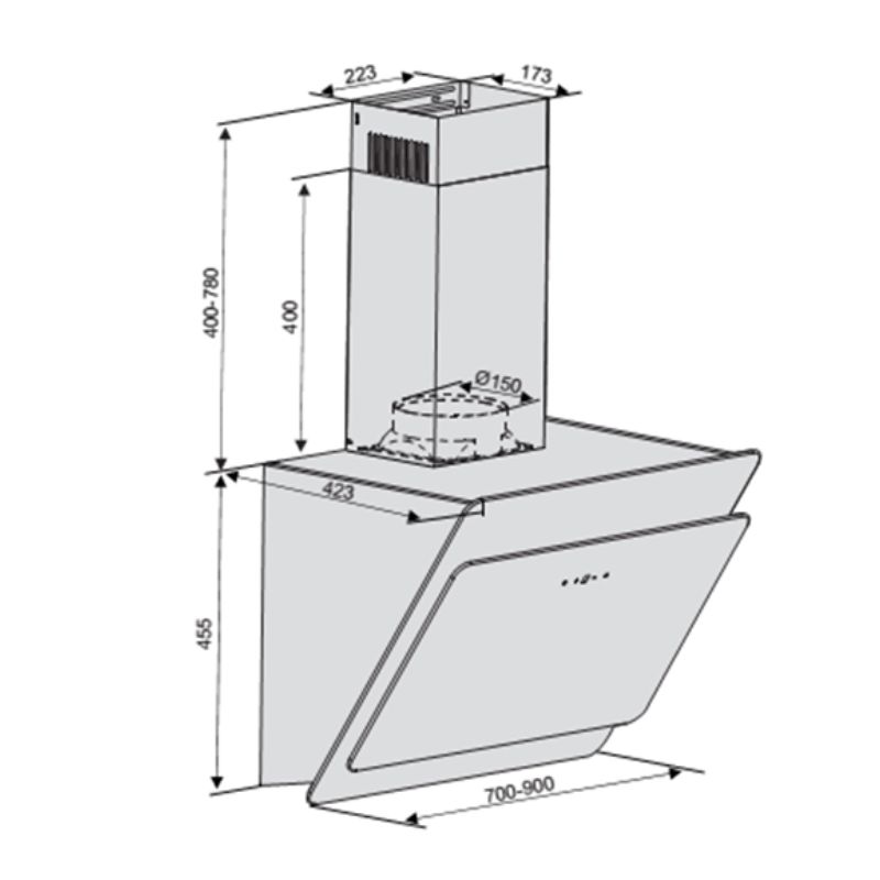 Kích thước máy hút mùi LORCA TA6008C Kích thước máy hút mùi LORCA TA6008C