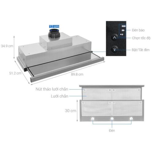 Máy hút mùi TEKA CNL 9610 40436850 3 Kích thước của Máy hút mùi pull out Teka CNL 9610