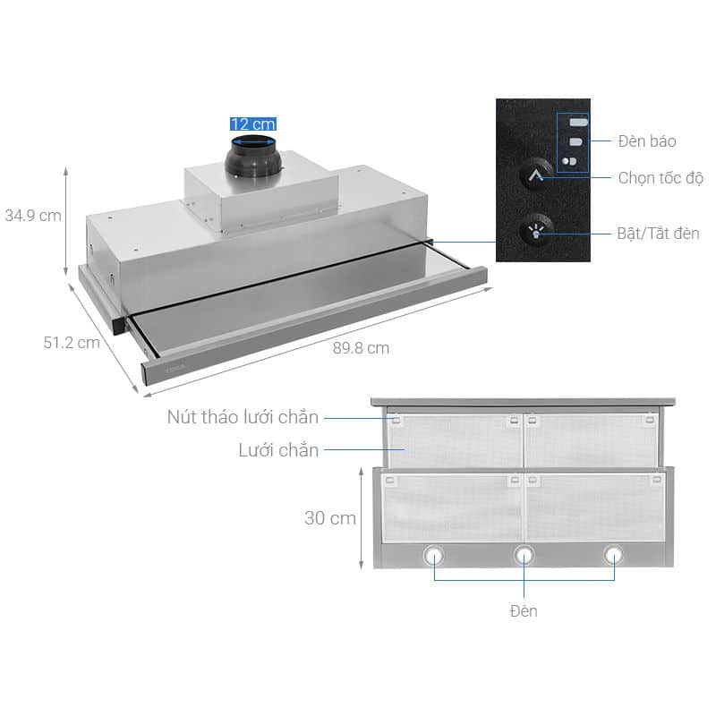 Kích thước của Máy hút mùi pull out Teka CNL 9610 Kích thước của Máy hút mùi pull out Teka CNL 9610