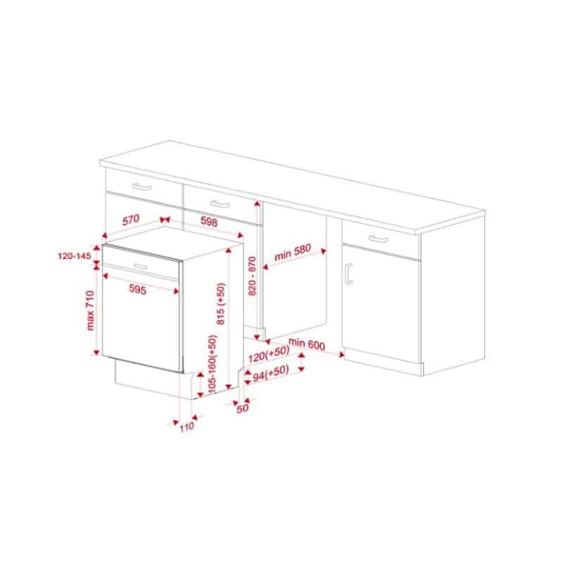 Kích thước của Máy rửa bát Teka DW DSI 76850 SS Kích thước của Máy rửa bát Teka DW DSI 76850 SS