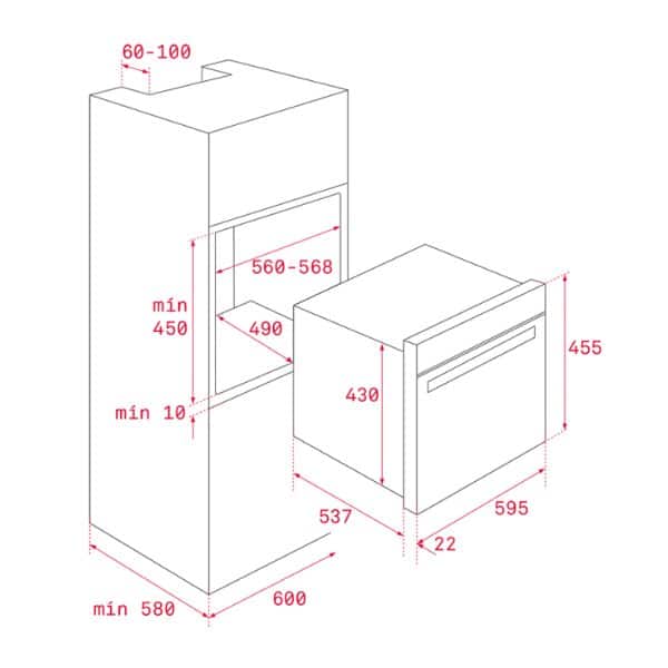 Kích thước của Lò nướng kết hợp vi sóng Teka HLC 844 C BK-SS Kích thước của Lò nướng kết hợp vi sóng Teka HLC 844 C BK-SS