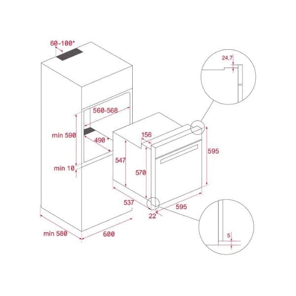 Kích thước của Lò nướng Teka HCB 6525 Kích thước của Lò nướng Teka HCB 6525