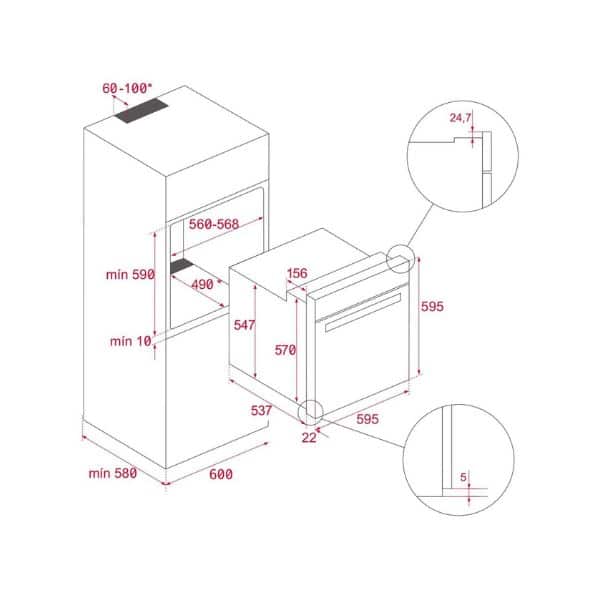 Kích thước của Lò nướng Teka HCB 6545 Kích thước của Lò nướng Teka HCB 6545