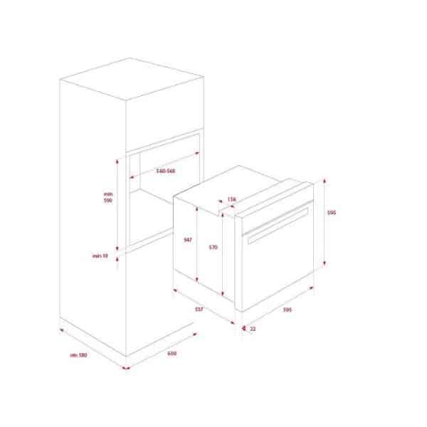 Kích thước của Lò nướng Teka HLB 8400 Black Kích thước của Lò nướng Teka HLB 8400 Black