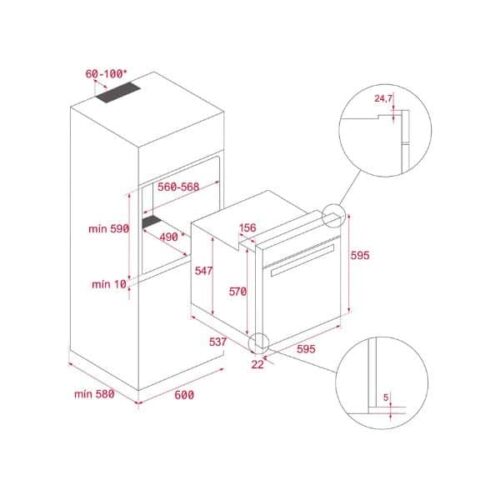 Lò nướng HLB 8600 111000013 3 Kích thước của Lò nướng Teka HLB 8600 Steam Grey
