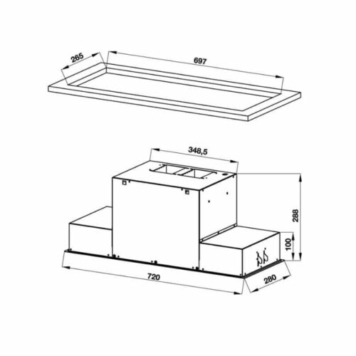 Máy hút mùi âm tủ Hafele HH-BI72A 533.80.027 3 kích thước của máy hút mùi âm tủ Hafele HH-BI72A 533.80.027