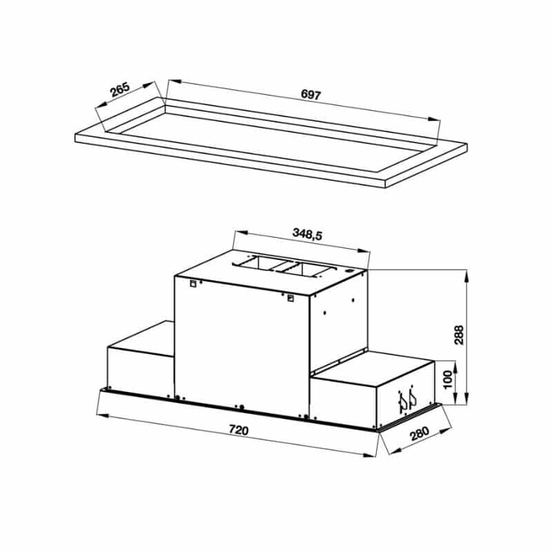 kích thước của máy hút mùi âm tủ Hafele HH-BI72A 533.80.027 kích thước của máy hút mùi âm tủ Hafele HH-BI72A 533.80.027
