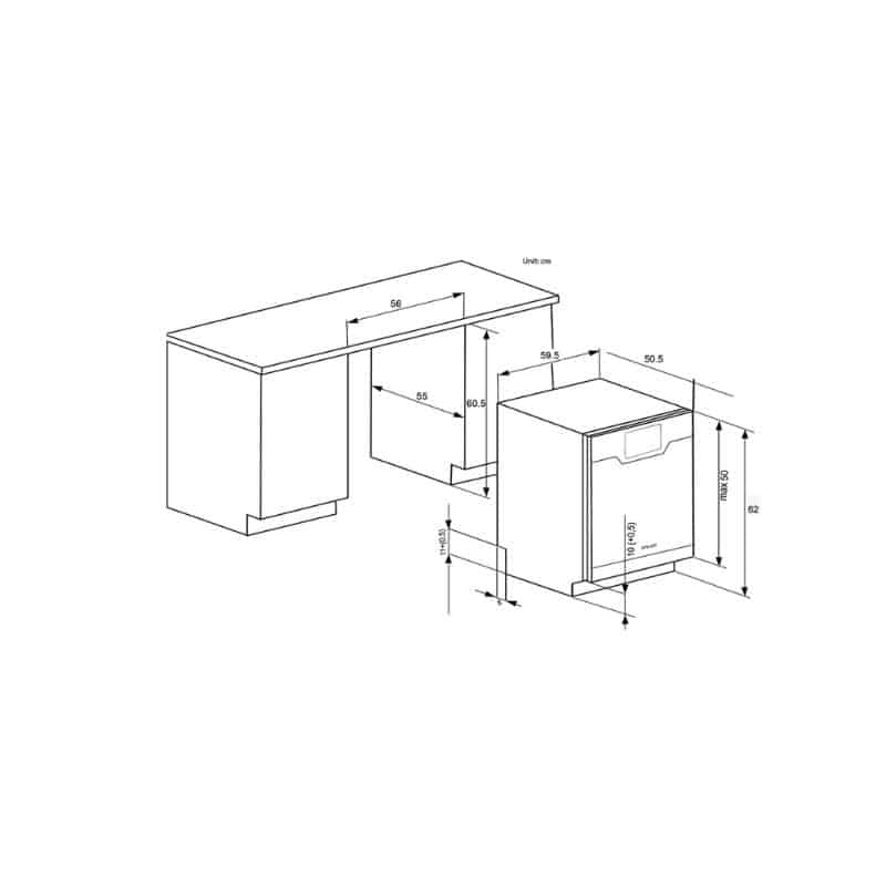 Máy rửa bát Spelier SP-08 UOZ 7 Kích thước máy rửa bát Spelier SP-08 UOZ