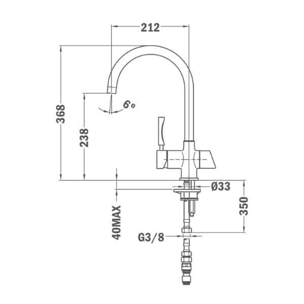 Kích thước của Vòi rửa Teka Sink faucet OS 200 Kích thước của Vòi rửa Teka Sink faucet OS 200