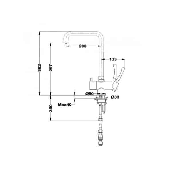 Kích thước của Vòi rửa Teka Sink faucet OS 210 Kích thước của Vòi rửa Teka Sink faucet OS 210