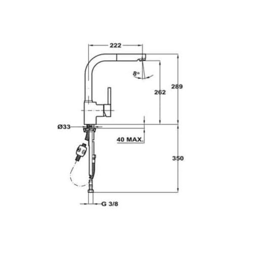 Vòi chậu rửa Teka pull out ARK 938 23938120CN 3 Kích thước của Vòi rửa Teka Sink faucet pull out ARK 938
