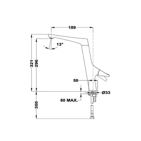 Kích thước của Vòi rửa Teka Sink faucet SN 915 Kích thước của Vòi rửa Teka Sink faucet SN 915