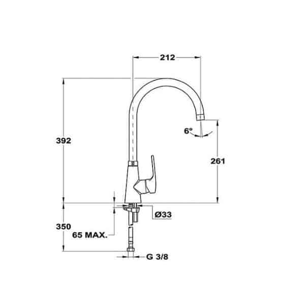 Kích thước của Vòi rửa Teka Sink faucet VITA 915 Kích thước của Vòi rửa Teka Sink faucet VITA 915