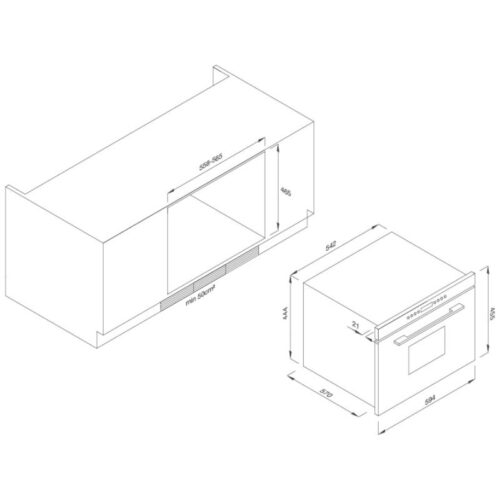 Lò nướng Mallocal MOV35 - IX03 (kính đen) 3 Kích thước lò nướng Mallocal MOV35 – IX03 (kính đen)