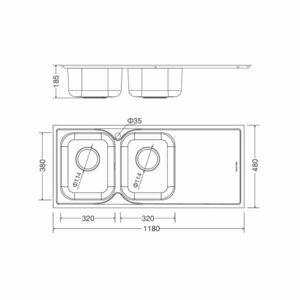 Kích thước của Chậu rửa bát Malloca MS 1026R Kích thước của Chậu rửa bát Malloca MS 1026R
