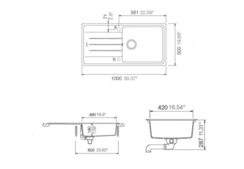 Chậu rửa bát đá Hafele Antonius HS-GSD10050 570.32.830 3 hafele antonius hs gsd10050 570 32 830 1