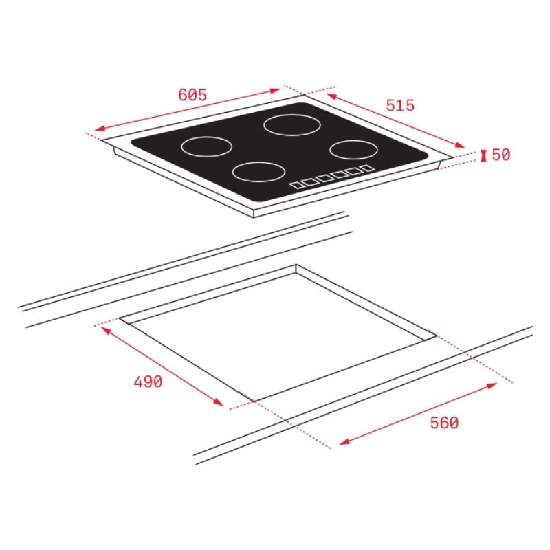 Kích thước bếp từ Teka IZF 65320 BK MSP Kích thước bếp từ Teka IZF 65320 BK MSP