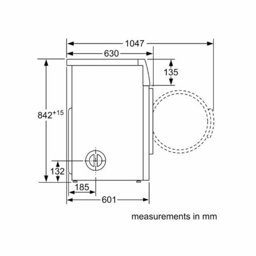 Máy sấy quần áo Bosch WTA74201SG 5 Kích thước máy sấy quần áo Bosch WTA74201SG