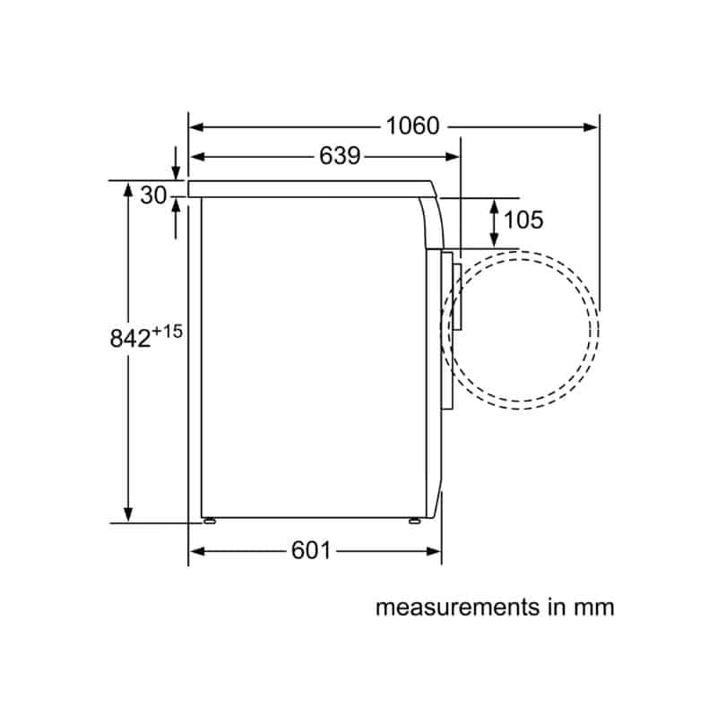 Kích thước máy sấy quần áo Bosch WTB86201PL Kích thước máy sấy quần áo Bosch WTB86201PL