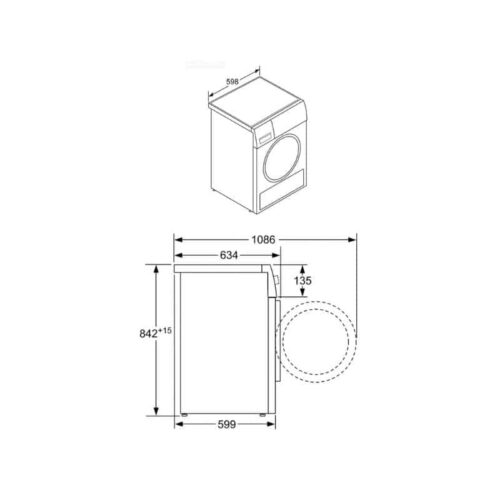 Máy sấy quần áo Bosch WTW876H8SG 5 Kích thước máy sấy quần áo Bosch WTW876H8SG