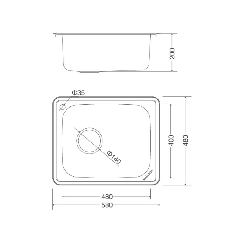 Kích thước chậu rửa bát Malloca MS 1023 Kích thước chậu rửa bát Malloca MS 1023