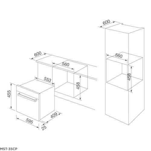 Lò hấp Malloca MST-35CP 3 Kích thước lò hấp Malloca MST-35CP