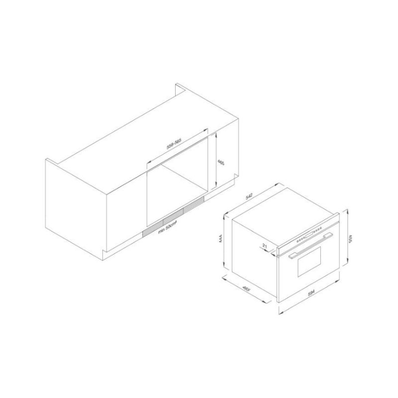 Kích thước lò hấp Malloca MST35-IX03 (kính trắng) Kích thước lò hấp Malloca MST35-IX03 (kính trắng)