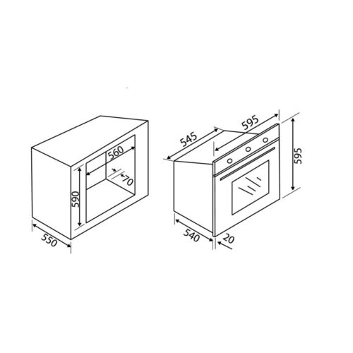 Lò nướng Malloca EB - 56ECD4G - 8BC36 2 Kích thước lò nướng Malloca EB - 56ECD4G - 8BC36