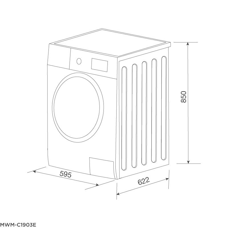 Kích thước máy giặt quần áo Malloca MWM-C1903E Kích thước máy giặt quần áo Malloca MWM-C1903E