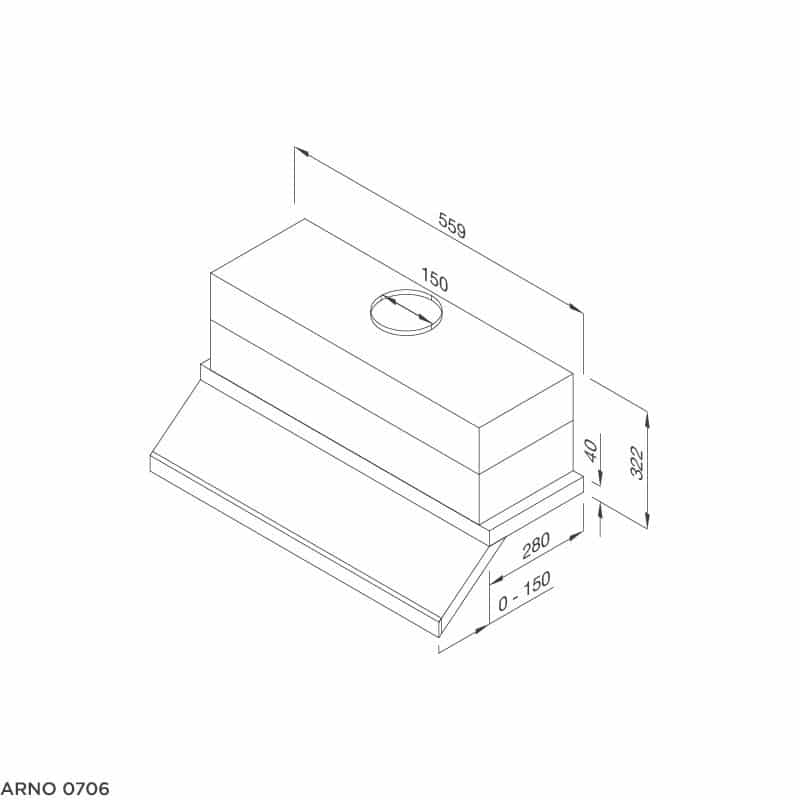 Kích thước máy hút mùi âm tủ Malloca ARNO-K0706 Kích thước máy hút mùi âm tủ Malloca ARNO-K0706