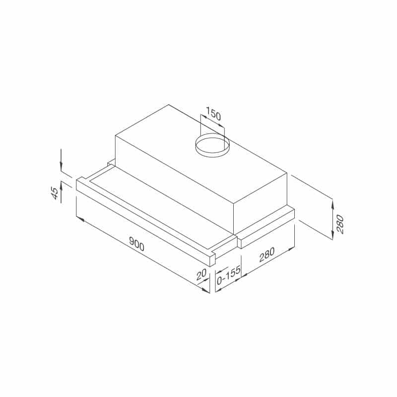 Kích thước máy hút mùi âm tủ Malloca H204.9 Kích thước máy hút mùi âm tủ Malloca H204.9