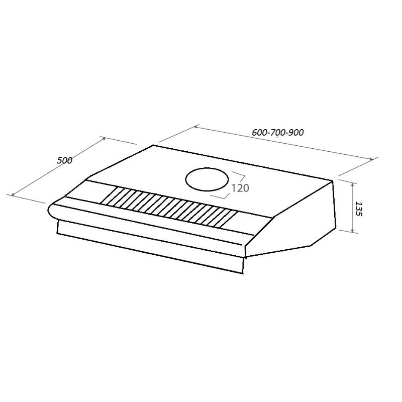 Kích thước máy hút mùi Malloca - F860 B Kích thước máy hút mùi Malloca - F860 B